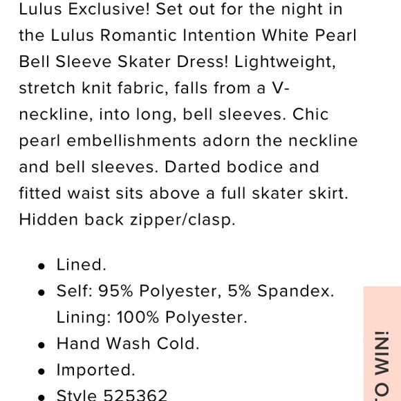 White pearl dress- bell sleeve skater dress - Picture 8 of 8